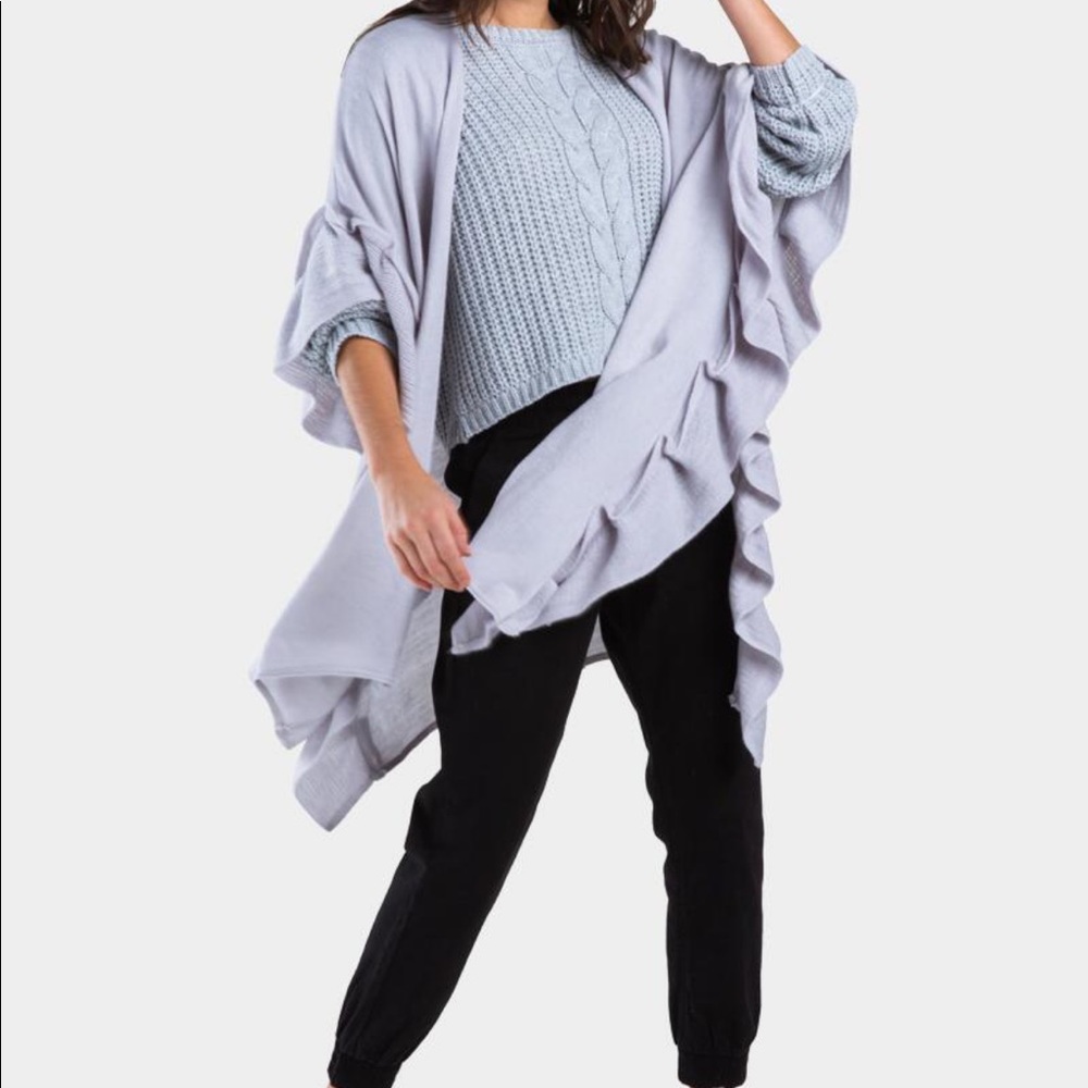 Grey Ruffle Kimono